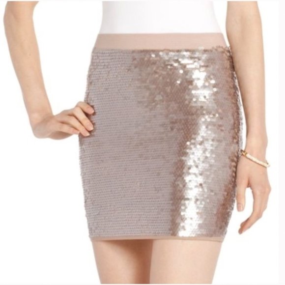 BCBGMaxAzria Percy Sequin Mini Skirt XS Moss Combo - Picture 6 of 7
